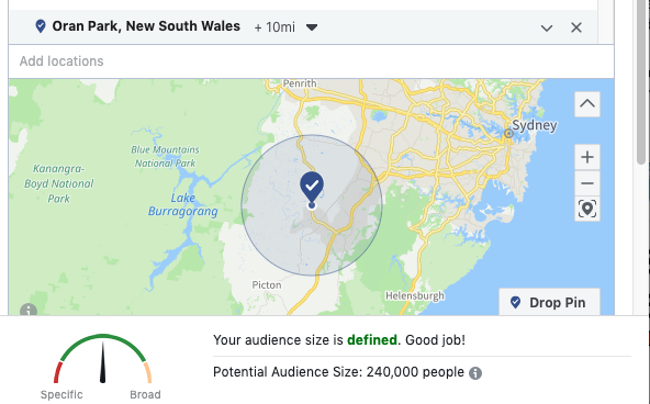 Target Facebook Ad Within a 10 mile radius